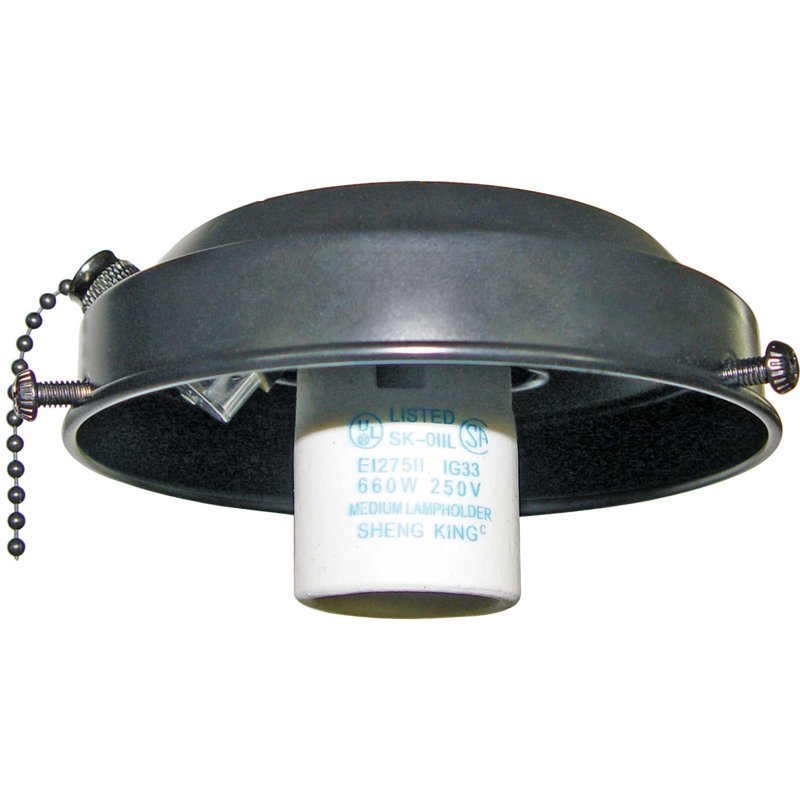 1-Light Outdoor Indoor Black 4.5"W Ceiling Fan Kit with Pull Chain, Black