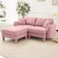 Canapé modulaire moderne à 2 boucles roses avec pieds cylindriques, coussins de dossier moelleux et amovible pour le confort de la chambre à coucher en tissu distinctif, assise confortable-1269844133