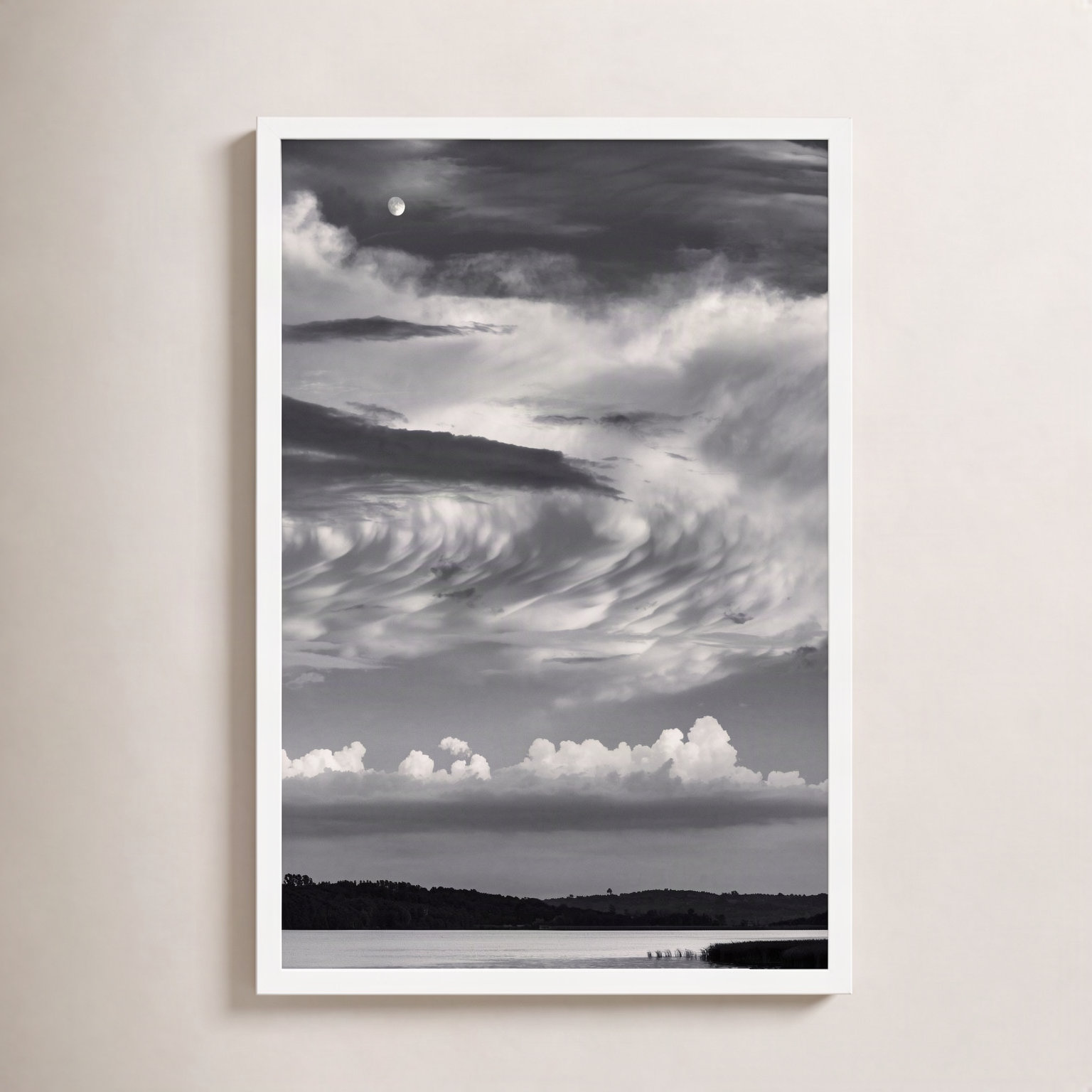 Garden Sign "Island Lake Moon" Print, 20" H x 14" W x 1.25" D, White