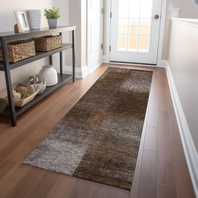 Premium Machine Washable Tweedy Chocolate Rug, Runner 2'3" x 7'6"