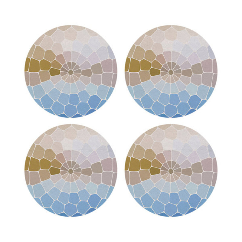 Mosaico Vegan Leather Round Pebble Placemat, Mykonos