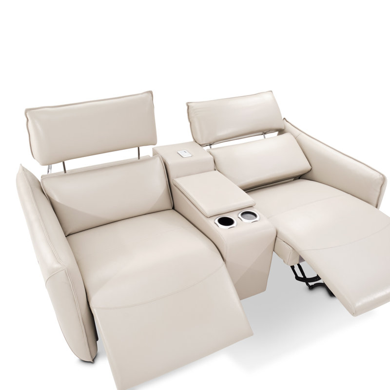 Mia Bella 78'' Recessed Arm Reclining Loveseat, Light Gray