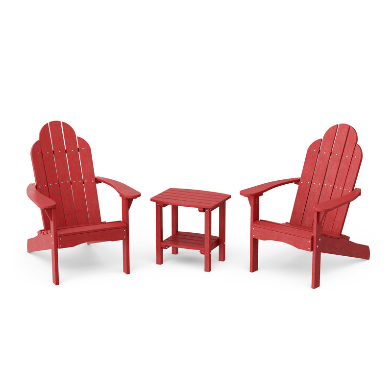 Classic 3-Piece Adirondack Set with Side Table, Cardinal Red