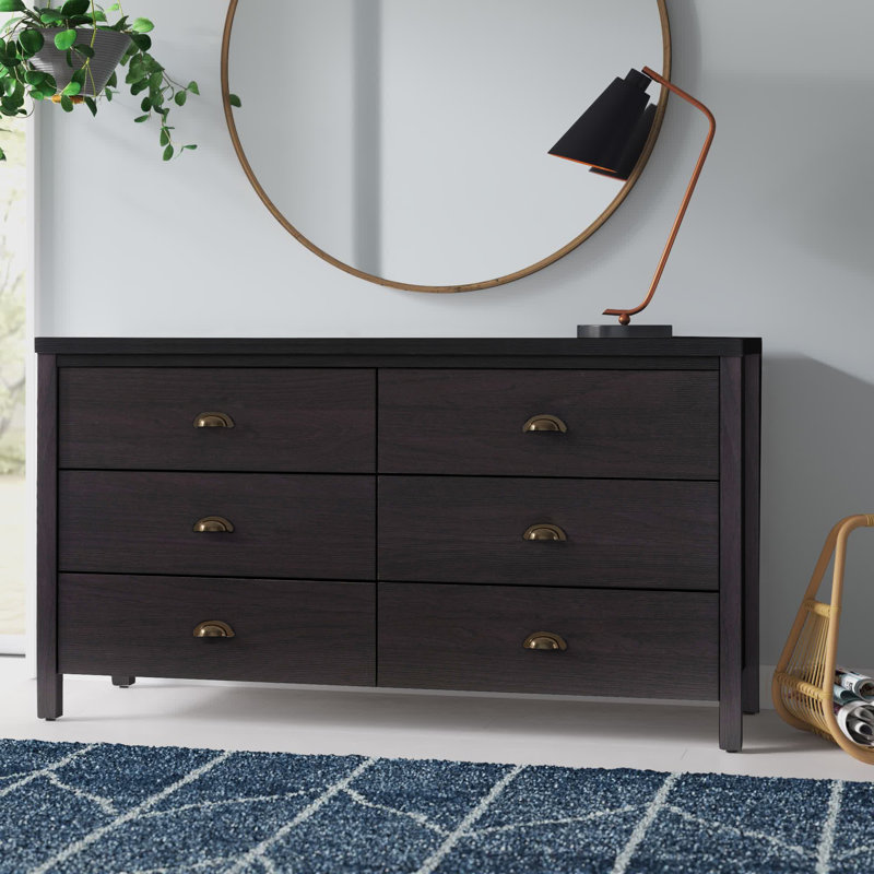 Humberto 6-Drawer 55" W Double Dresser, Black