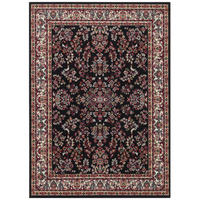 Zabul Tufted Black/Pink/Red Rug