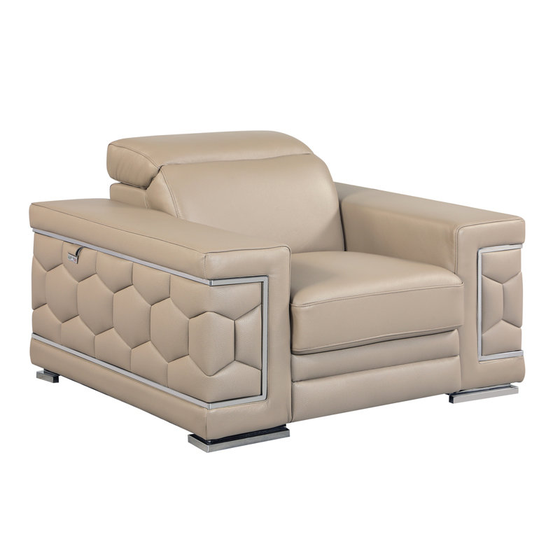 Chaise en cuir italien à grain supérieur, Beige