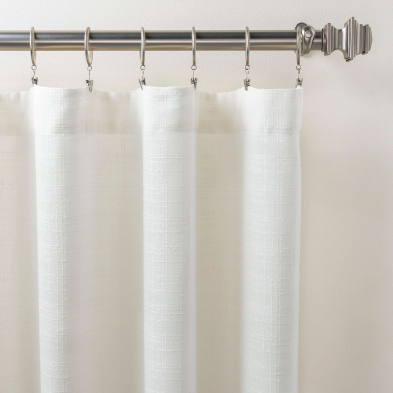 Textured Sheer Dove White Curtain Panel, 48" W x 108" L