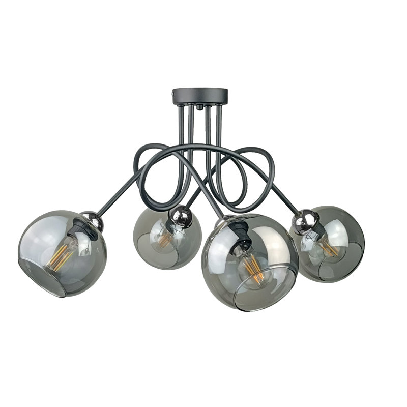 Betzie Glass Semi Flush Mount, Black/Silver