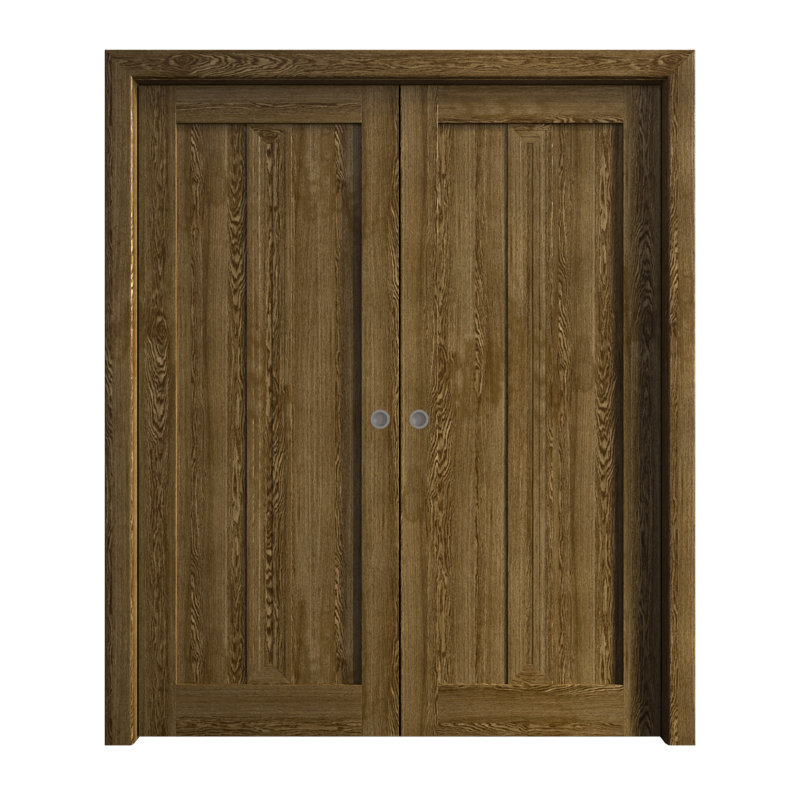 Portes coulissantes françaises à double poche | Ego 5006 | Ensemble de quincaillerie de rail | Portes intérieures modernes en bois massif pour chambre à coucher