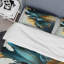 Ensemble de housse de couette en microfibre / polyester à motif abstrait feuilles bleues et dorées II-301506030