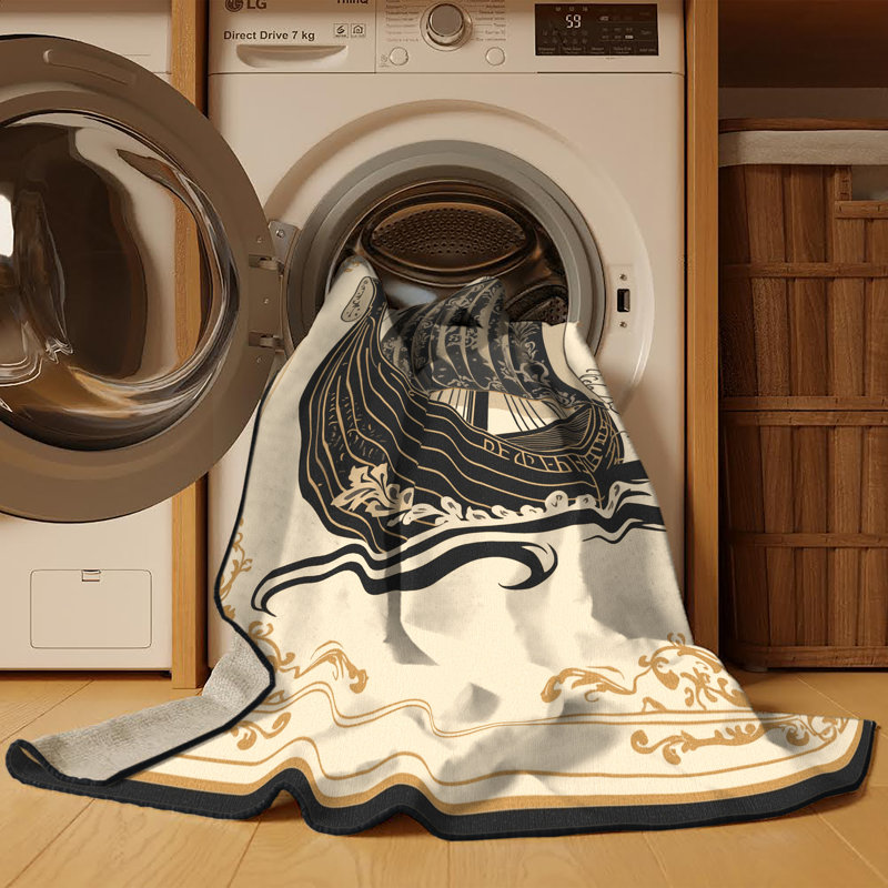 Tapis damassé beige classique lavable à la machine Barnesville Viking, 4 x 6