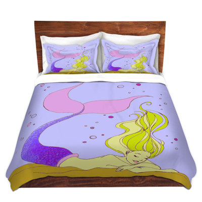 DiaNoche Duvet Cover Sets Microfiber by Julia Di Sano - Mermaid Nap Lavender