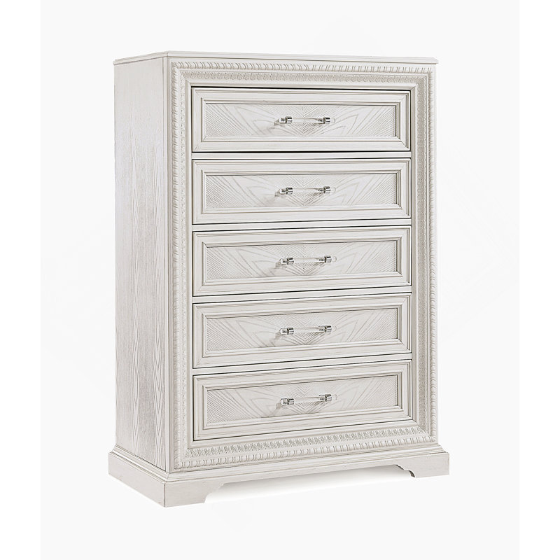 Commode à 5 tiroirs, commode en bois pour chambre à coucher