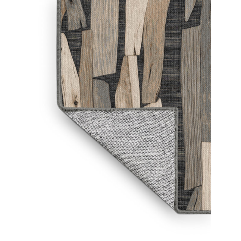 Washable Driftwood Arrangement Coastal Area Rug, Square 8'