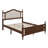 Queen Pine Wooden Bed With Upholstered Headboard And Panel Footboard, With Bed Rail Support Feet And Central Platform Support Feet