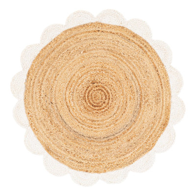 Solid Scallop Braided Jute Rug