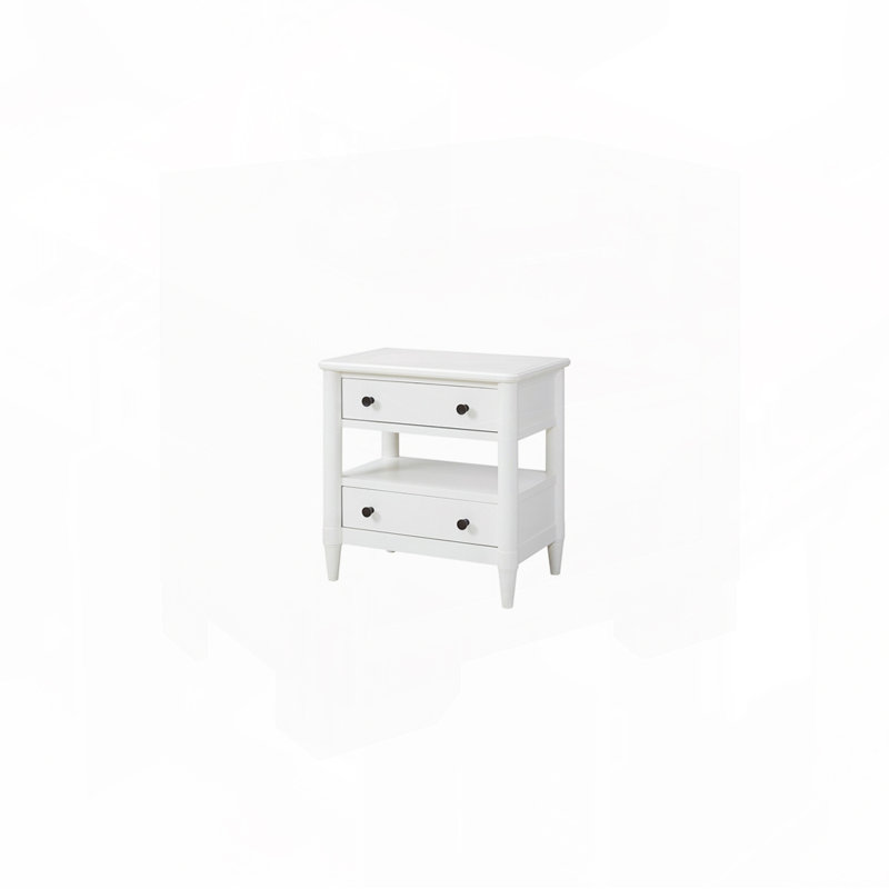 Table de chevet avec 2 tiroirs, Blanc