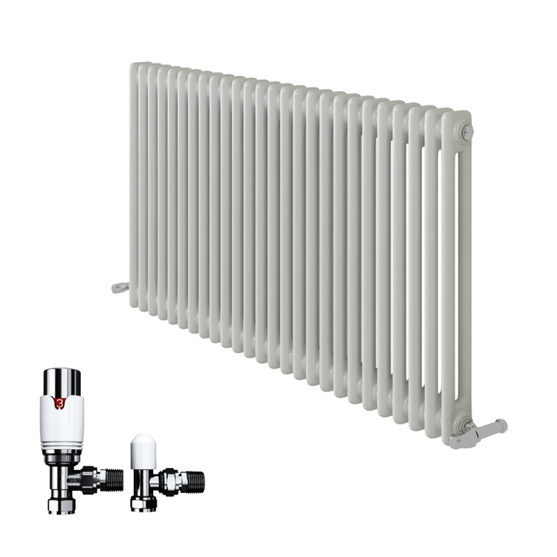 iBathUK Radiator + Angled Valve, White, 2, 600cm H x 1190cm W x 70cm D