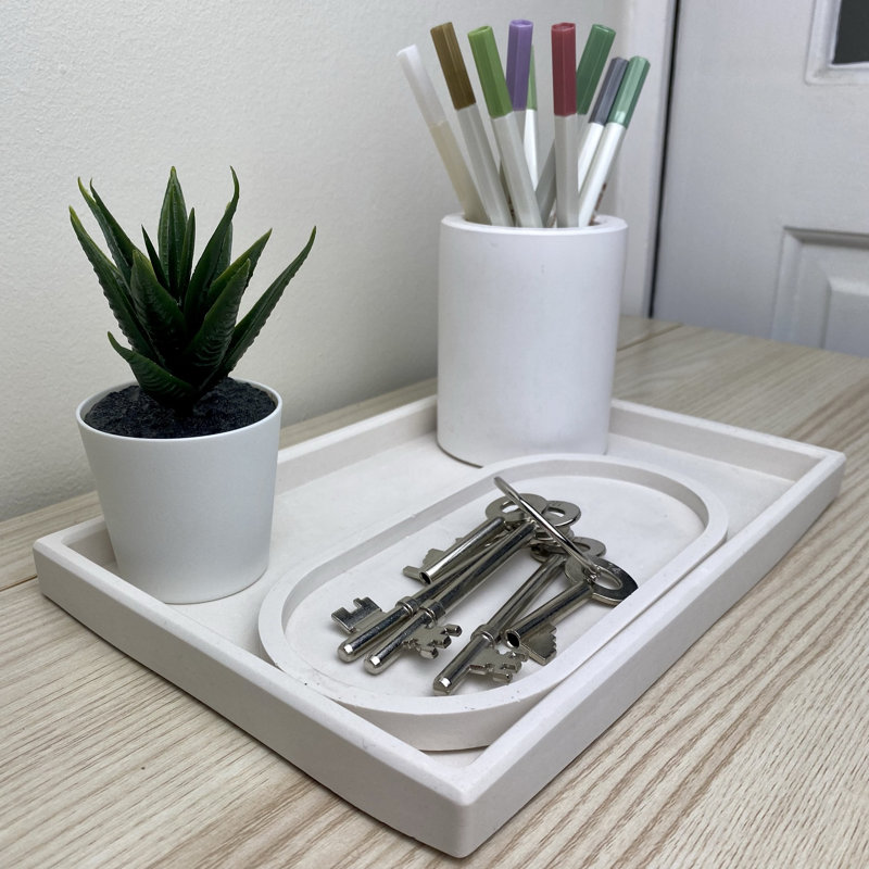 Bradman Rectangle Decorative Tray, White