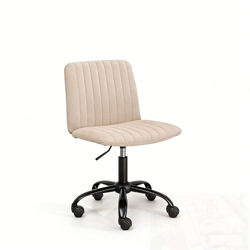 Chaise de bureau pivotante sans accoudoirs avec base en métal, Beige