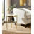 Chic Travertine Top Accent End Table With Slim Frame - Stylish Side Table And Narrow End Table For Home And Work Office - Living Room End Tables For Everyday Durability And Function - 22", White/Gold