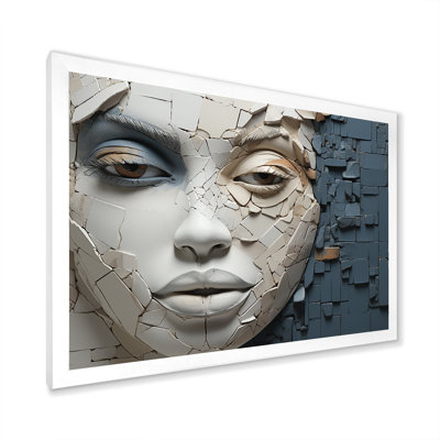 «Blue and beige», femme africaine, collage - art africain, décoration murale