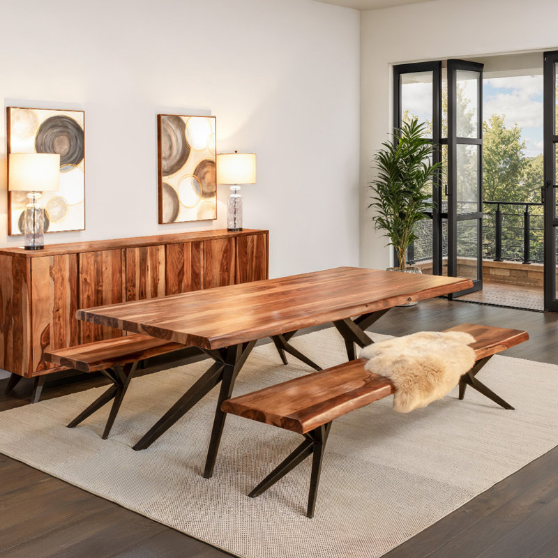 Rosewood 90" Bench in Natural Sheesham, 18" H x 90" W x 18" D