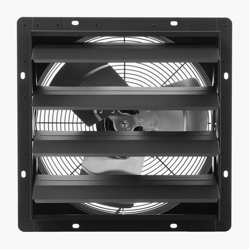 Ventilateur à obturateur de 16 pouces, ventilateur de grenier mural avec contrôle de la température à vitesse variable, 2900 CFM, moteur EC, minuterie, pour remise, garage, serre chaude, noir