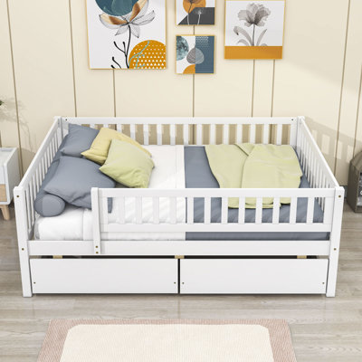 Wood Daybed with Two Drawers and Slats