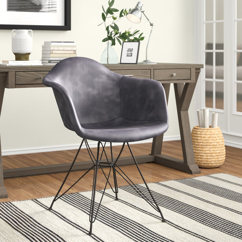 Casina Faux Leather Accent Chair, Gray Faux Leather