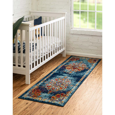 Tapis oriental bleu / rouge