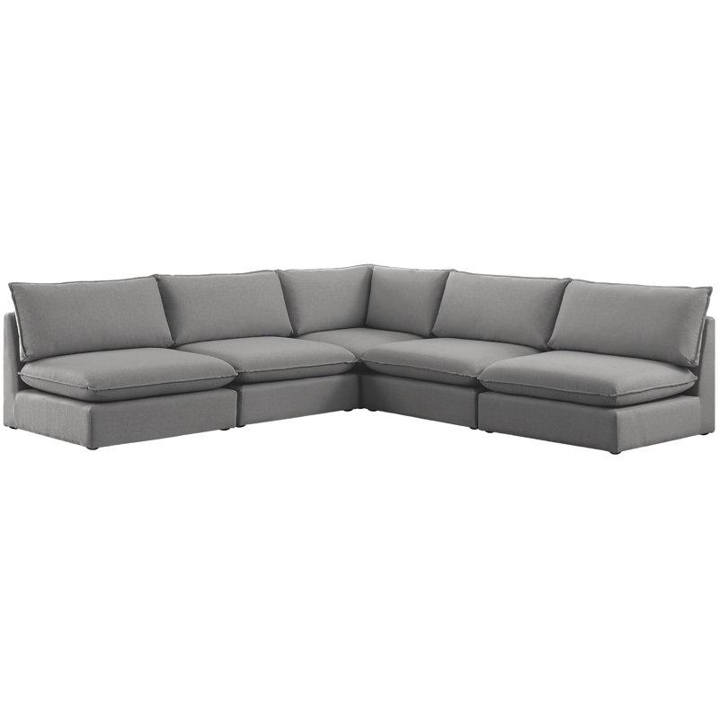 Canapé modulaire symétrique de 120 po de largeur Tupman, Tissu gris texturé en lin