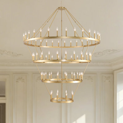80-Light 4-Tier Extra Large Wagon Wheel Chandelier,Glod Finish