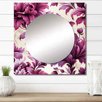Regency Damask Grandeur Victorian Motif II - Art mural miroir carré floral pour salle de bain