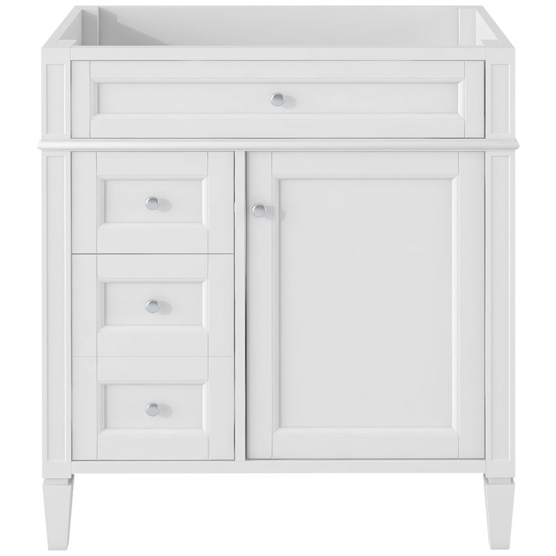 Meuble-lavabo de 30 po, 2 tiroirs et 1 tiroir escamotable, organisateur de porte d'armoire, tablette réglable, design moderne, pieds romains exquis, portes à fermeture douce, meuble-lavabo de finition sans lavabo, facile à assembler