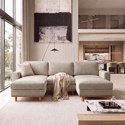 Milsap 93.3" Modern 5 Seat Upholstered U Shape Sectional Sofa With 2 Ottomans