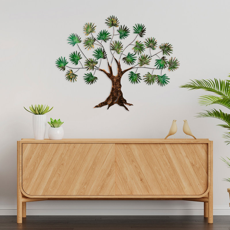 Traditional Wall Decor on Metal, Green/Brown