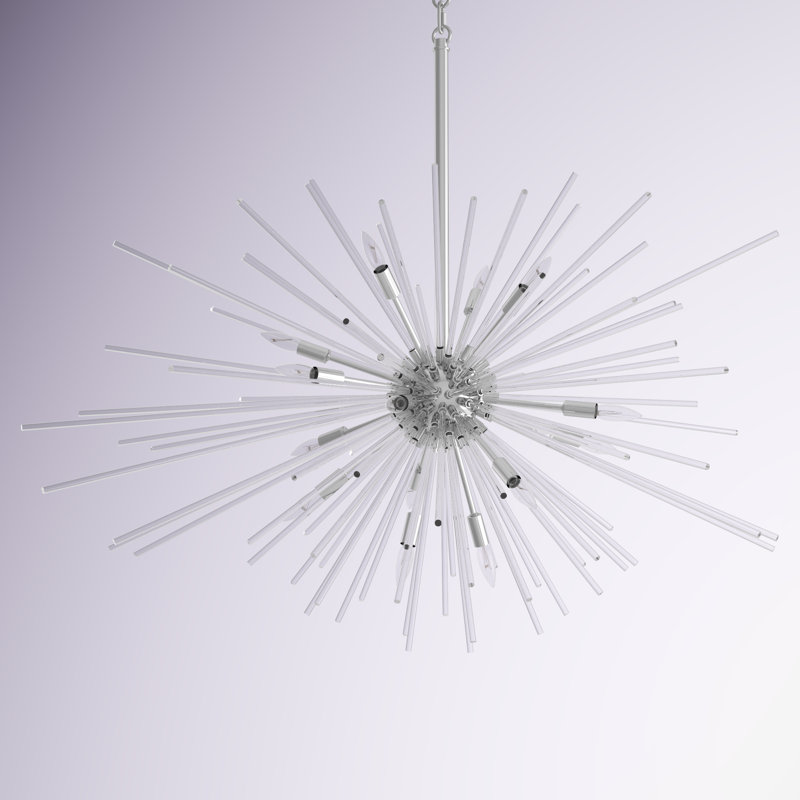 Lustre sphérique spoutnik 16 lumières Merrick, Chrome poli, 20" H x 40" W x 40" W