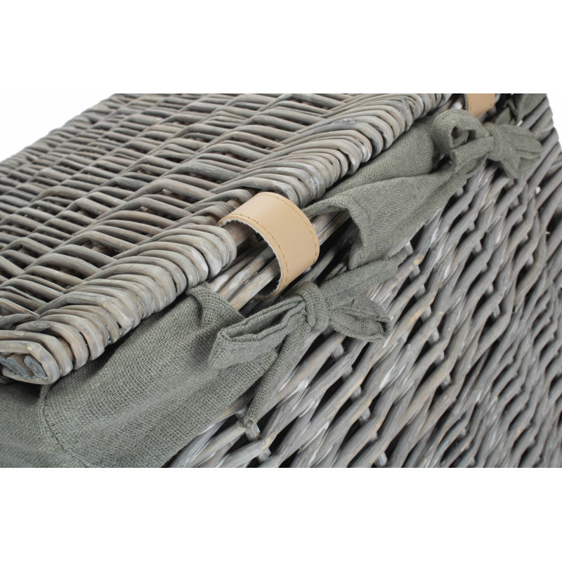 Wicker Laundry Basket with Lining, 50cm H x 33cm W x 33cm D