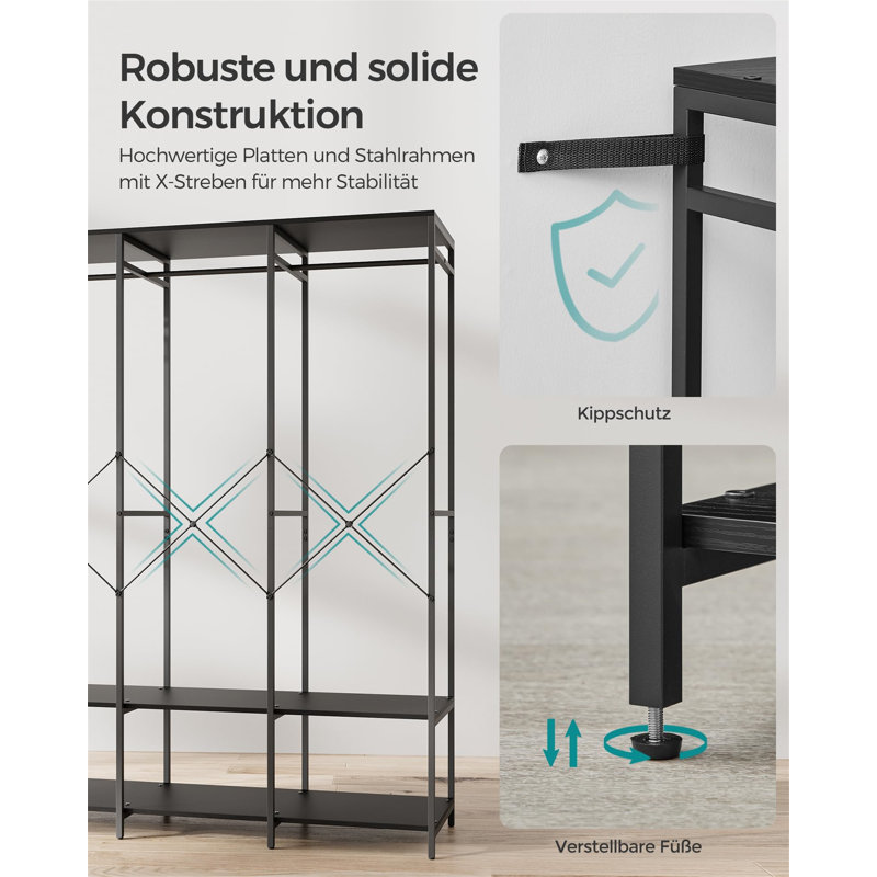 Ellender 141cm Clothing Rack, Ebony Black