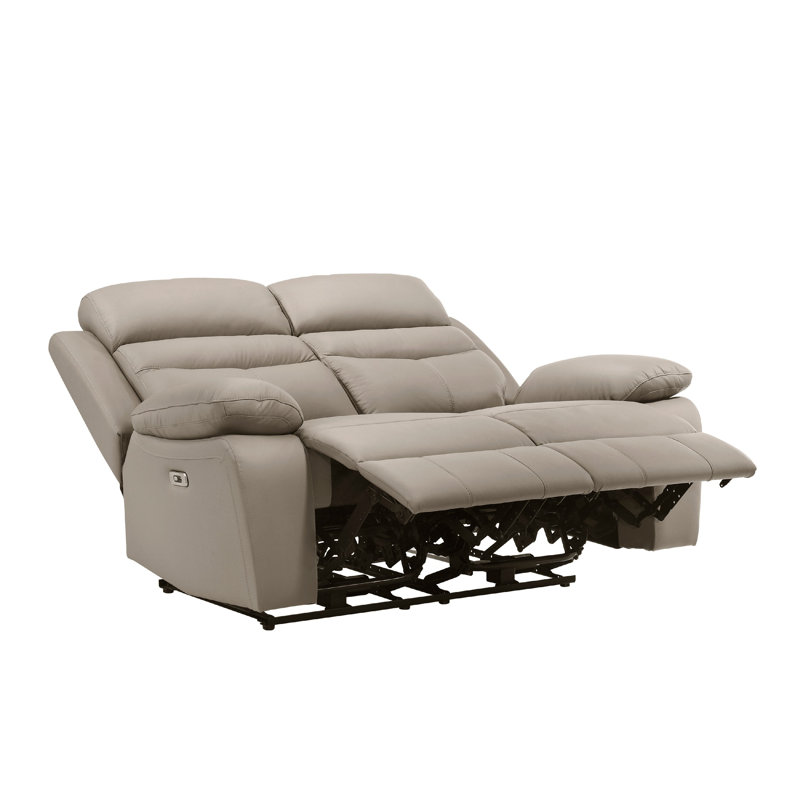 Causeuse inclinable double Hanna, cuir brun latte, USB, 64 pouces, Électrique - Bouton-poussoir, Brun latté