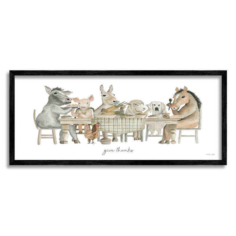 «Donner des mercis, cuisine de ferme encadrée sur bois» par Cindy Jacobs, impression, H 10 po x l 24 po x P 1,5 po
