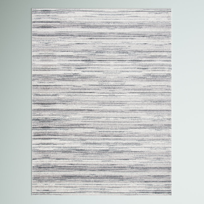 Melby Abstract Gray/Ivory Area Rug, Rectangle 6' x 9'