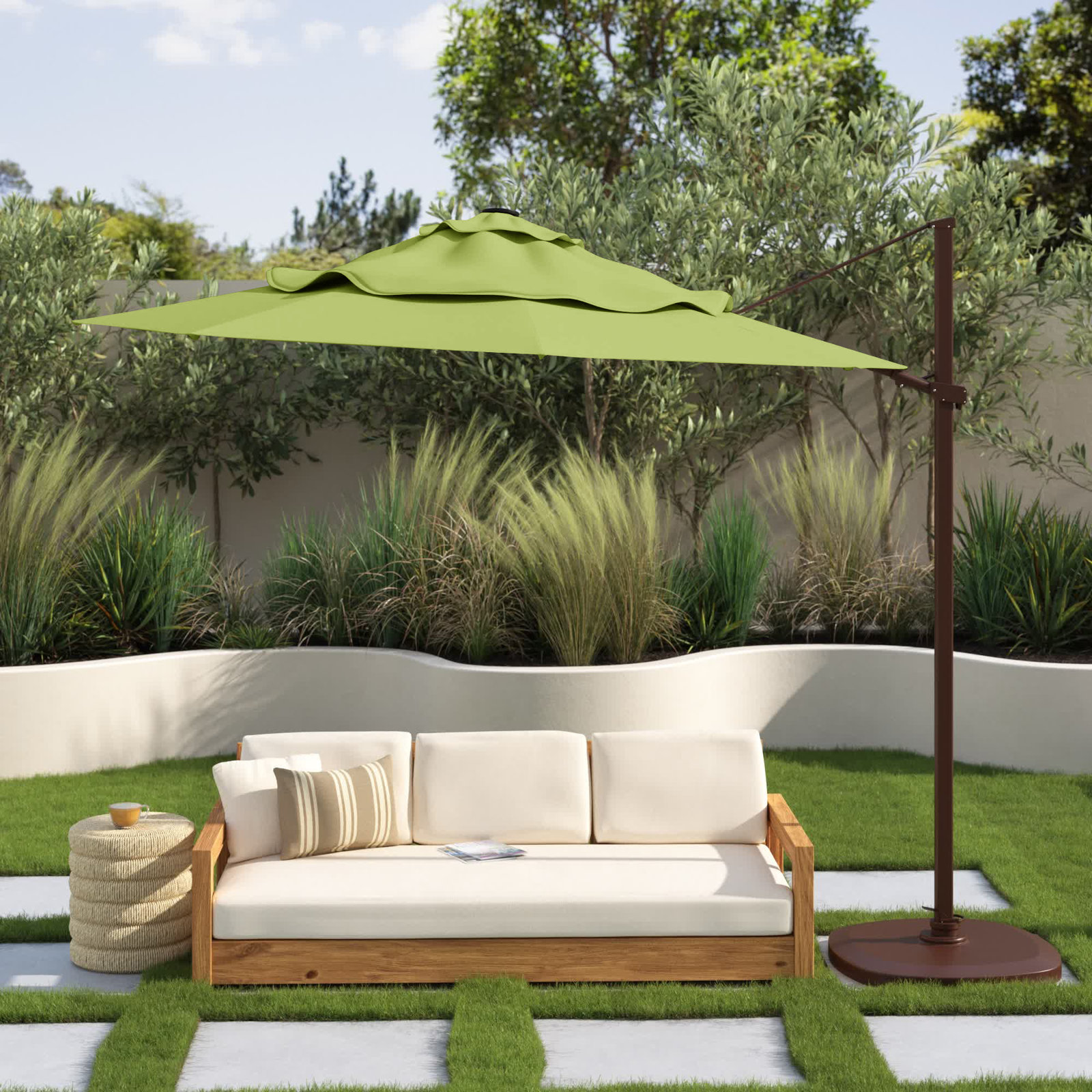 11.5' Sunbrella® Cantilever Umbrella, Canvas Ginkgo Sunbrella® Canvas, Bronze