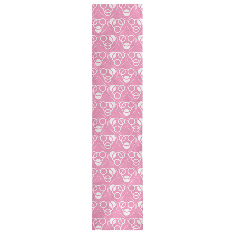 Classic Circles and Waves Table Runner, 16" x 90", Dark Pink/White