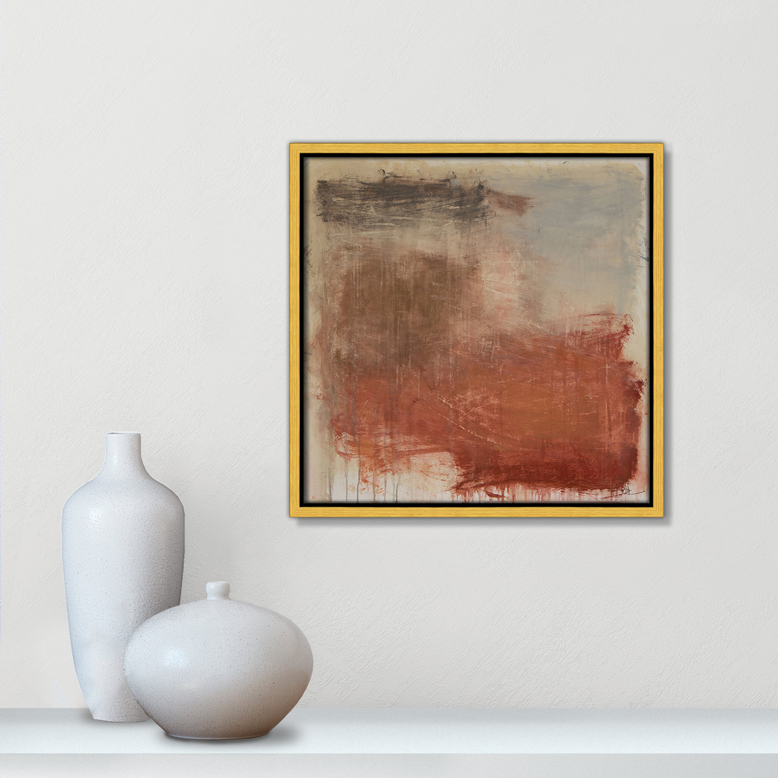 Autumn Over The Rivera Print by , 13.5" H x 13.5" W, Gold