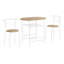 Ensemble de table de salle à manger, ensemble de 3 pièces, petit, L 32 po, cuisine, stratifié naturel, métal blanc, contemporain, moderne-24302033-24302062