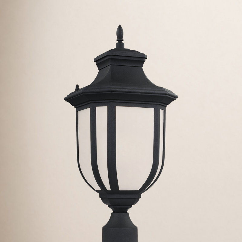 Frosted Glass Outdoor Lantern Head, Black, Yes