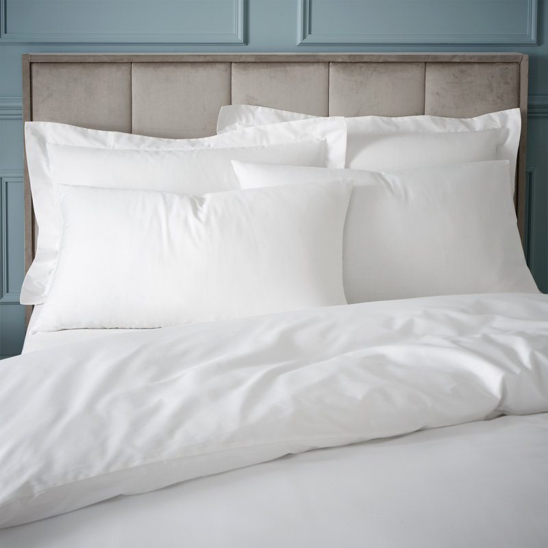 180 Thread Count Egyptian 100% Cotton Duvet Cover Set with Pillowcases, White, King + 2 Standard Pillowcases