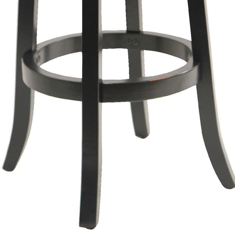 Tabouret de bar pivotant Ava, bois massif, similicuir